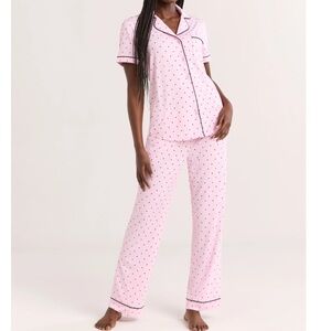 Joy Spun Pink Polka Dot Long Pant Pajama Set